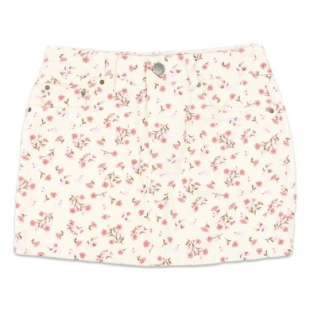 Billabong Girls’ Floral Denim Cream Mini Skirt